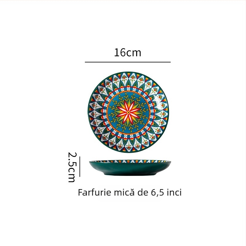 Farfurie de servire din ceramică boemă, porțelan, rotundă, 6,5 inchi, pentru aperitive reci, fructe și deserturi