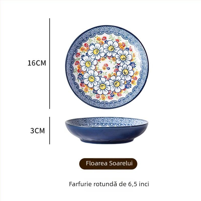 Farfurie de servire din ceramică boemă, porțelan, rotundă, 6,5 inchi, pentru aperitive reci, fructe și deserturi
