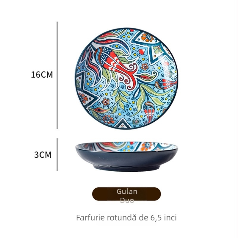 Farfurie de servire din ceramică boemă, porțelan, rotundă, 6,5 inchi, pentru aperitive reci, fructe și deserturi