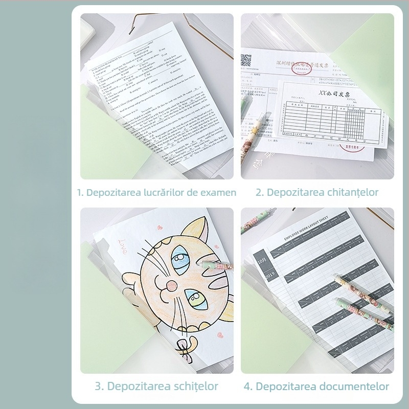 Organizator acordeon pentru facturi cu TVA, chitanțe, bonuri, numerar și cecuri