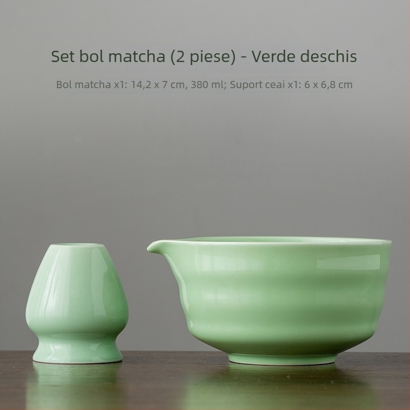 Vas de matcha din ceramică, tel ceramic pentru ceai, amestecător de ceai, design retro cu cioc de vultur filetat, unealtă pentru prepararea ceaiului