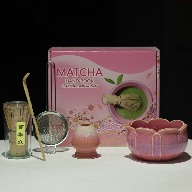 Vas de matcha în stil japonez cu gură, set ceramic de ustensile pentru matcha, suport pentru telul de amestec, ceainic și accesorii pentru ceremonia ceaiului