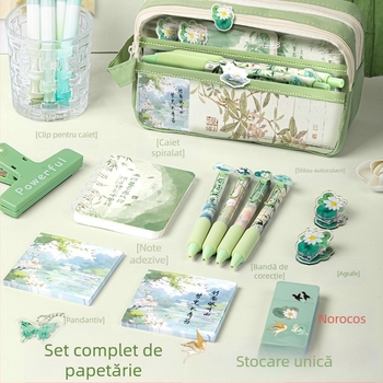 Organizator de documente în stil chinezesc nou, 13 compartimente, capacitate mare, mapă acordeon portabilă pentru clasificarea materiilor