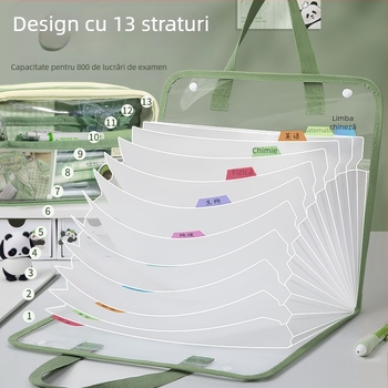 Organizator de documente în stil chinezesc nou, 13 compartimente, capacitate mare, mapă acordeon portabilă pentru clasificarea materiilor