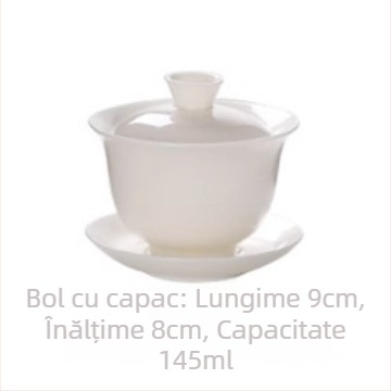 Set de ceai din porțelan alb ca jadul, în stil Gongfu — ceainic, gaiwan și cești, cutie cadou de călătorie cu imprimare a logo-ului