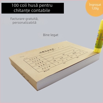 Husa A5 pentru bonuri contabile, hârtie Kraft, 100 de foi, legare, rechizite de birou multifuncționale