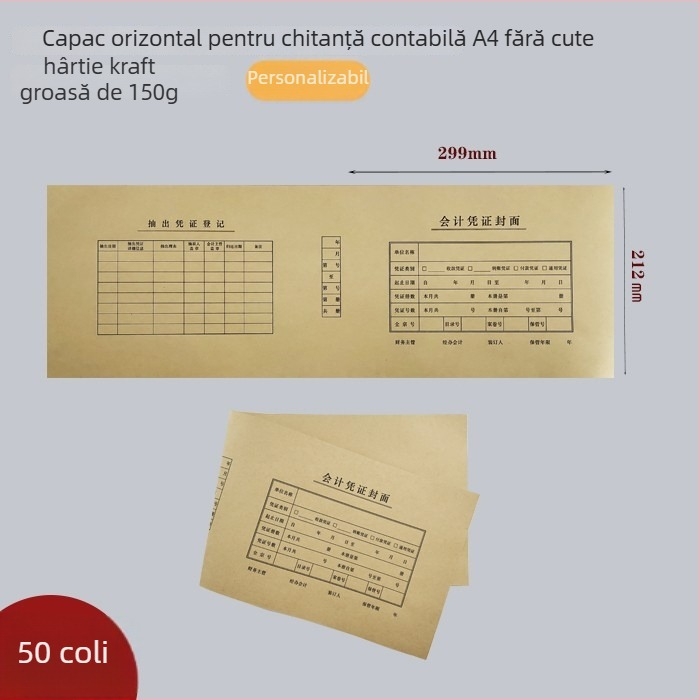 Husa A5 pentru bonuri contabile, hârtie Kraft, 100 de foi, legare, rechizite de birou multifuncționale