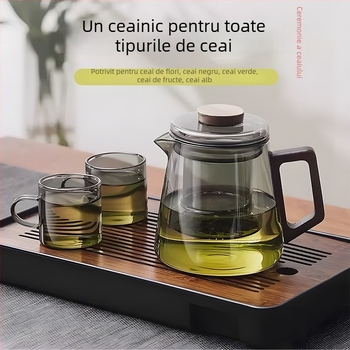 Ceainic din sticlă pentru uz casnic, rezistent la temperaturi înalte, sistem de separare a apei, set de ceai pentru birou, ceai de flori