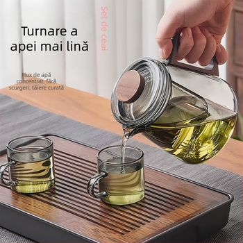 Ceainic din sticlă pentru uz casnic, rezistent la temperaturi înalte, sistem de separare a apei, set de ceai pentru birou, ceai de flori