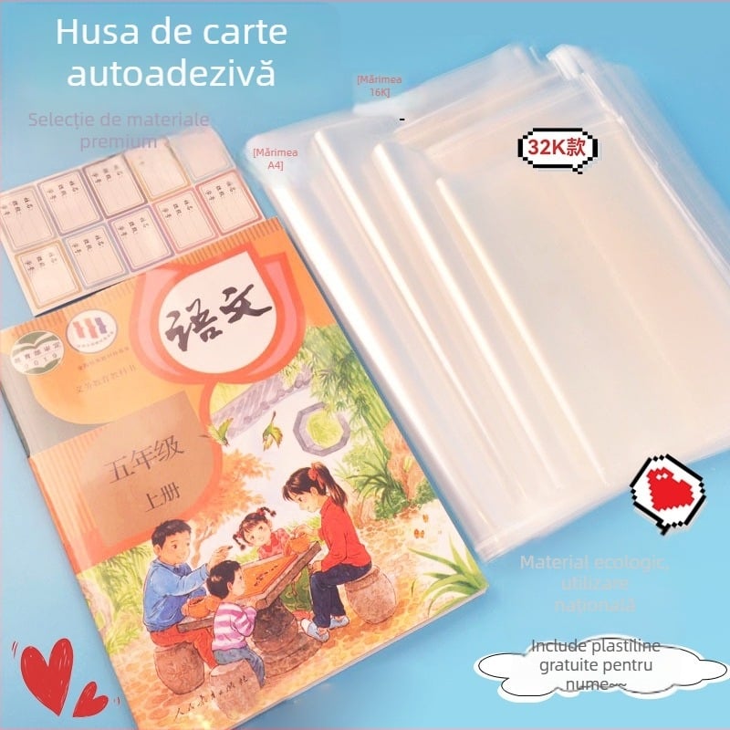 Film transparent pentru copertă de manual 16K/25K, pentru școala primară, husă protectoare A4, PP