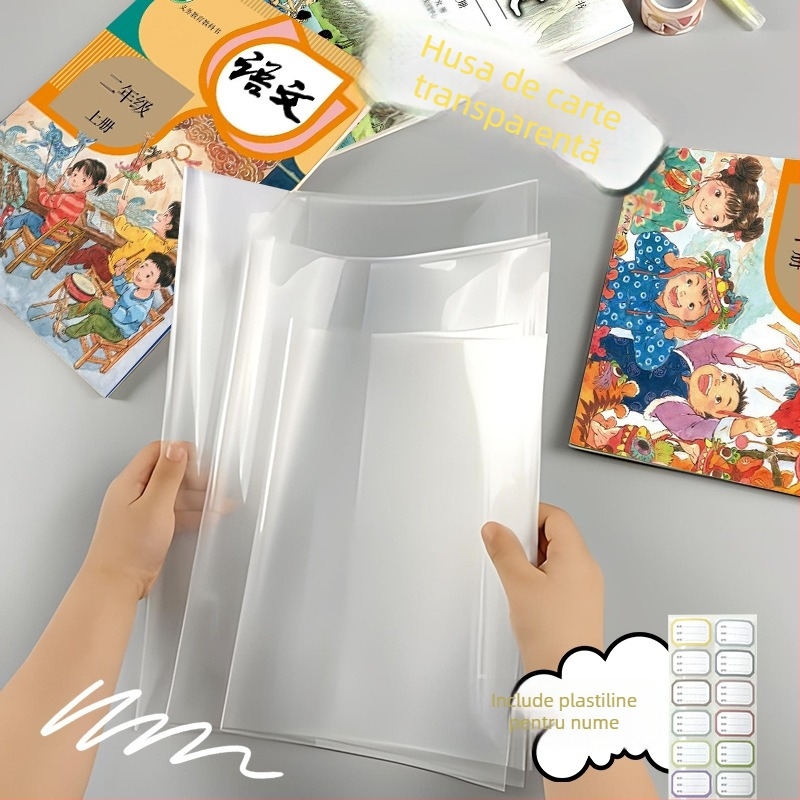 Film transparent pentru copertă de manual 16K/25K, pentru școala primară, husă protectoare A4, PP