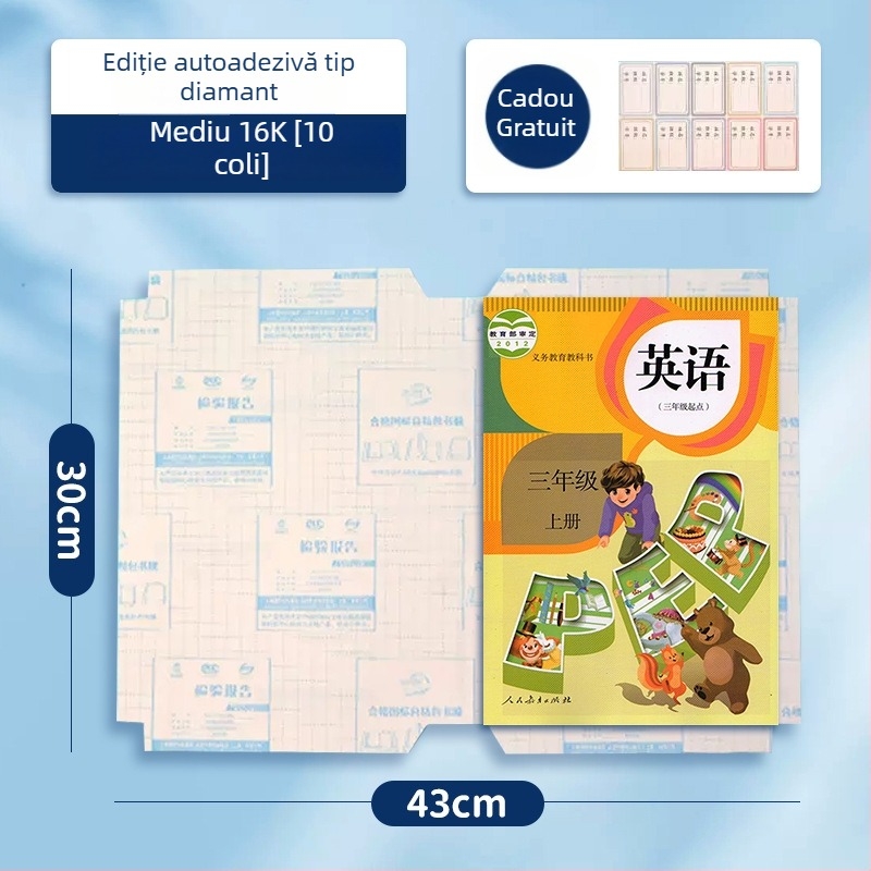 Film transparent pentru copertă de manual 16K/25K, pentru școala primară, husă protectoare A4, PP