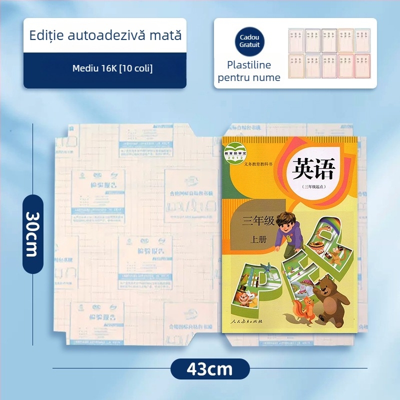 Film transparent pentru copertă de manual 16K/25K, pentru școala primară, husă protectoare A4, PP