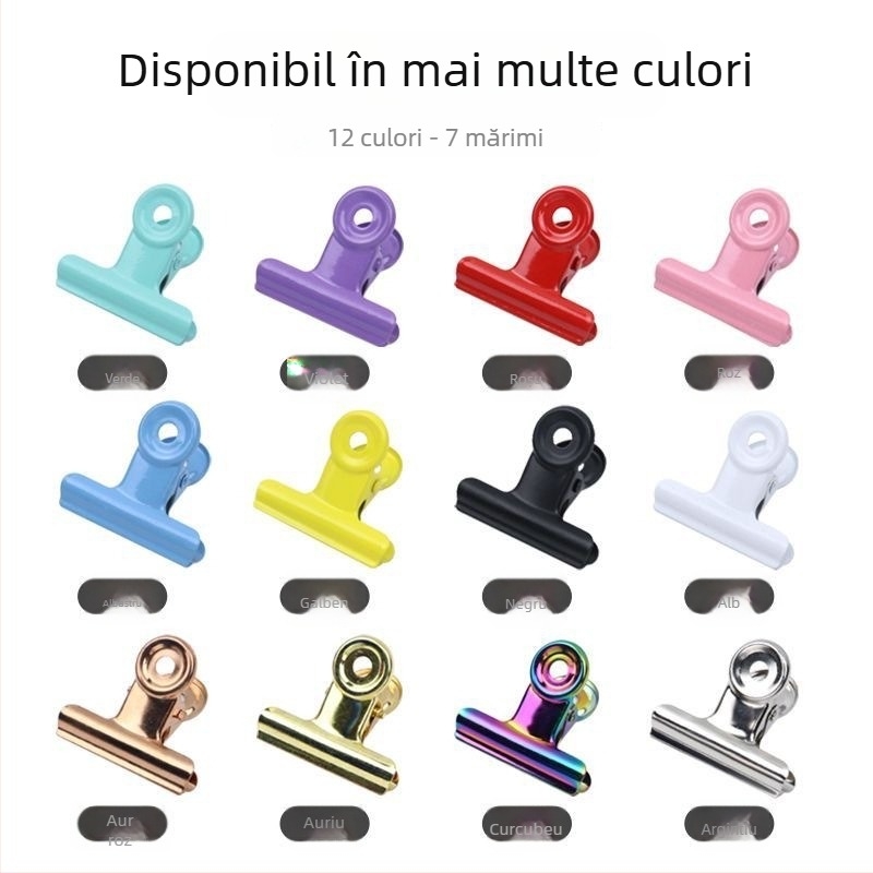 Cleme rotunde din metal colorate pentru documente, facturi și chitanțe
