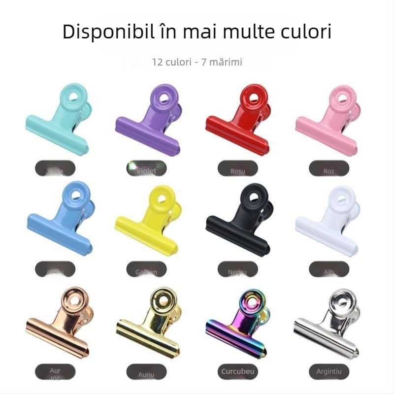 Cleme rotunde din metal colorate pentru documente, facturi și chitanțe