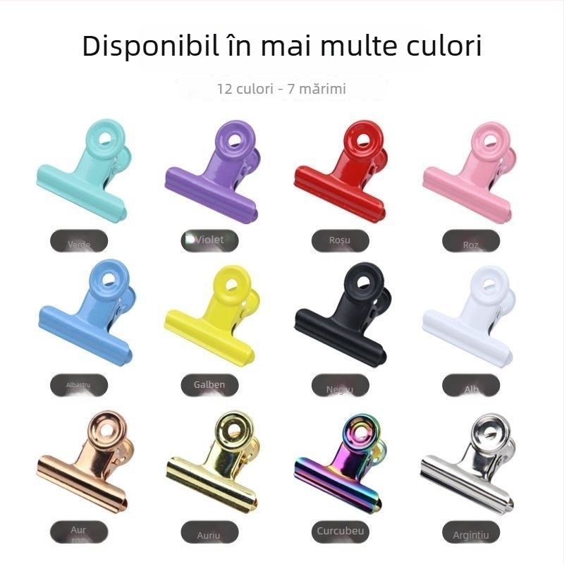 Cleme rotunde din metal colorate pentru documente, facturi și chitanțe