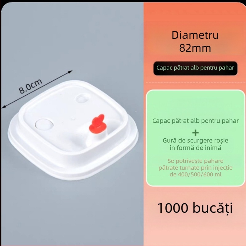 Pahar pătrat de unică folosință pentru ceai cu lapte, capac, logo personalizabil, ceai de lămâie, 400/500/600 ml