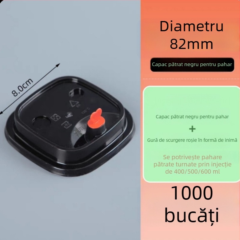 Pahar pătrat de unică folosință pentru ceai cu lapte, capac, logo personalizabil, ceai de lămâie, 400/500/600 ml