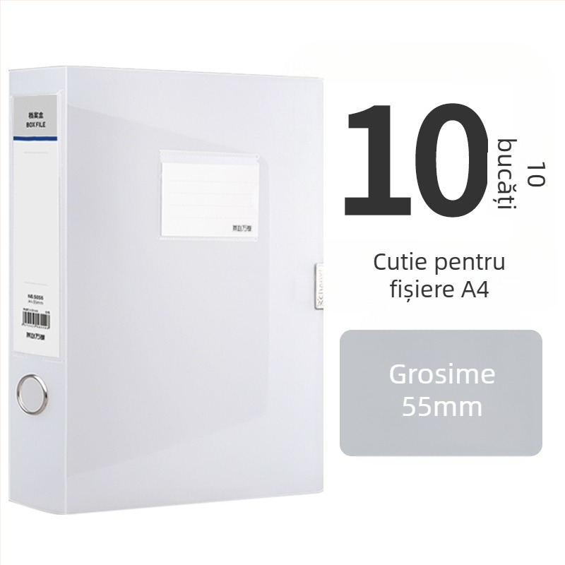 10 cutii transparente pentru fișiere, din plastic, A4, grosime 55 mm, pentru acasă și birou, depozitare verticală, dimensiune mare