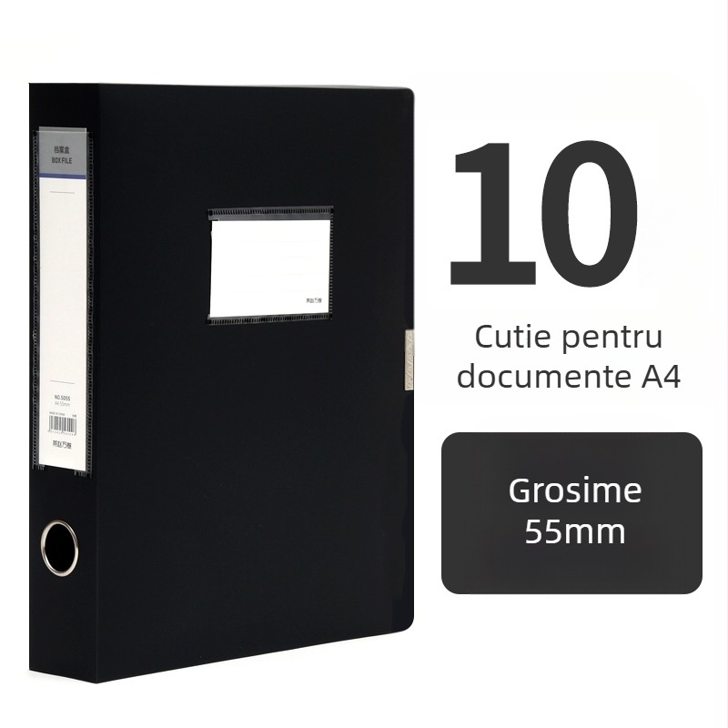 10 cutii transparente pentru fișiere, din plastic, A4, grosime 55 mm, pentru acasă și birou, depozitare verticală, dimensiune mare