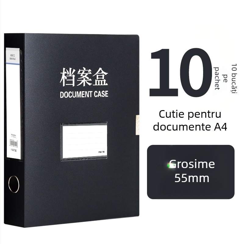 10 cutii transparente pentru fișiere, din plastic, A4, grosime 55 mm, pentru acasă și birou, depozitare verticală, dimensiune mare