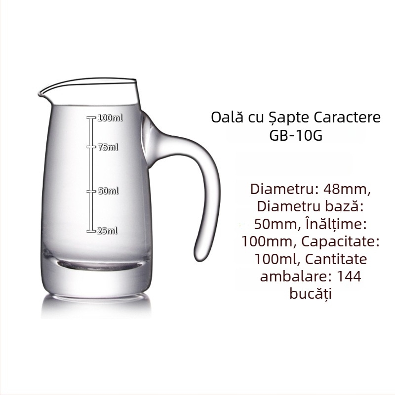 Decantor din sticlă pentru băuturi spirtoase, cu scară de măsurare pe mâner, stil chinezesc, pentru uz casnic