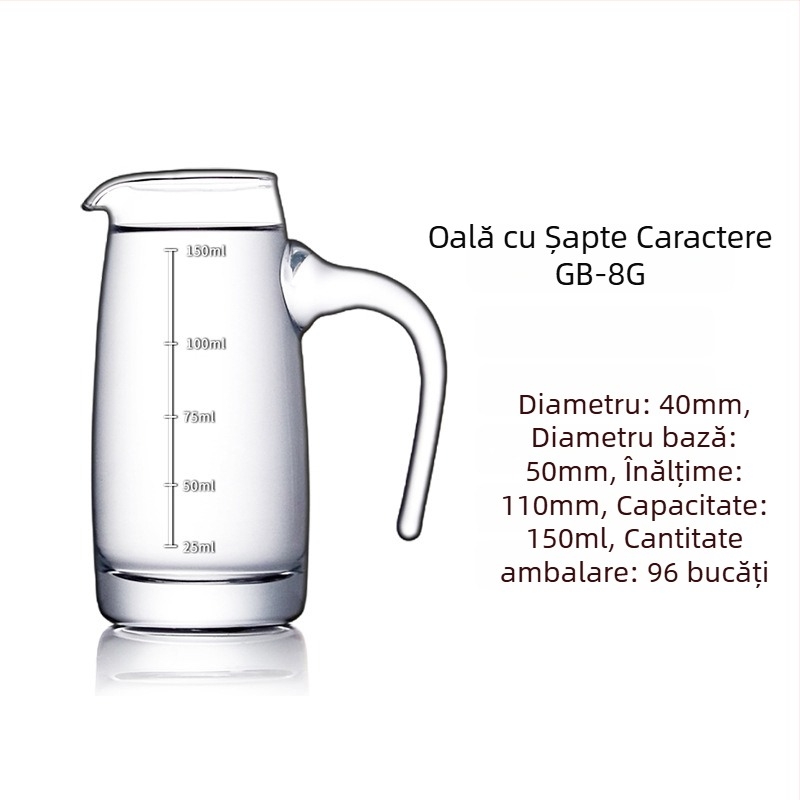 Decantor din sticlă pentru băuturi spirtoase, cu scară de măsurare pe mâner, stil chinezesc, pentru uz casnic