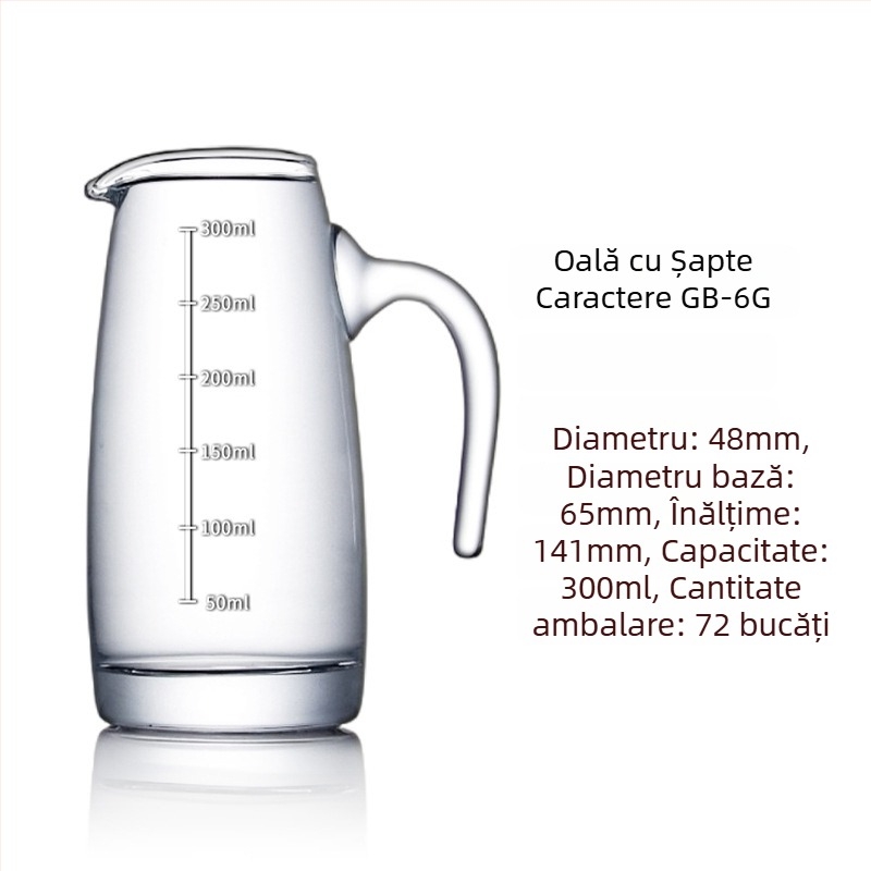 Decantor din sticlă pentru băuturi spirtoase, cu scară de măsurare pe mâner, stil chinezesc, pentru uz casnic