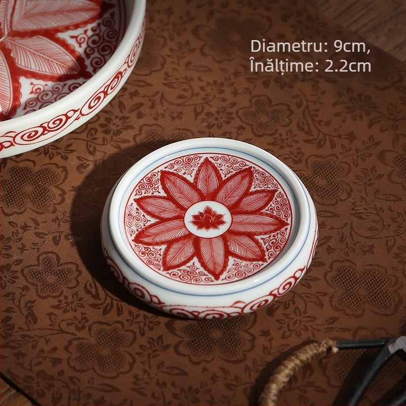 Suport de ceai și accesorii Gongfu: capac de ceainic din ceramică, capac pentru bol, măsuță mică de ceai din ceramică, suport pentru ceașcă din porțelan albastru-alb, suport pentru ceainic
