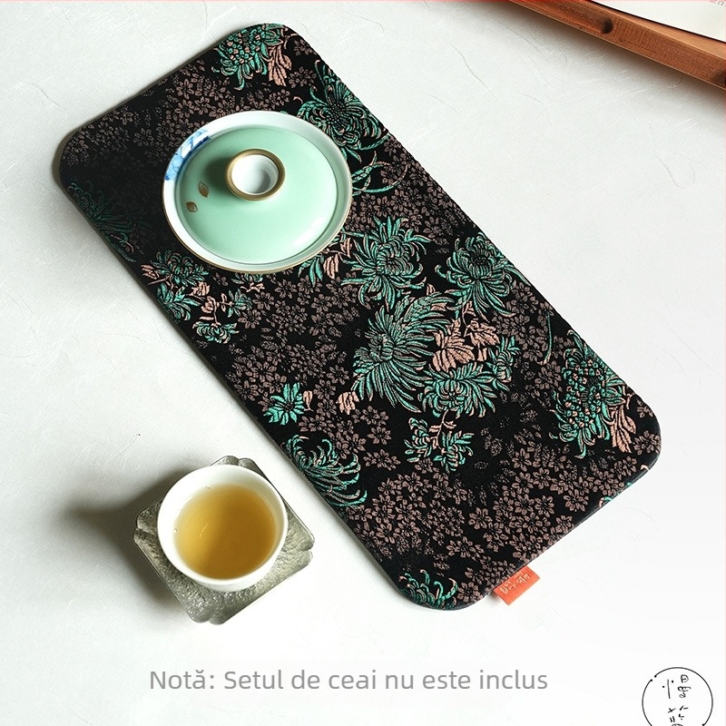 Slow Blue Covoraș pentru ceremonie de ceai pentru o singură persoană — brocart retro, fibre parfumate în nuanțe de nor, mic material termoizolant