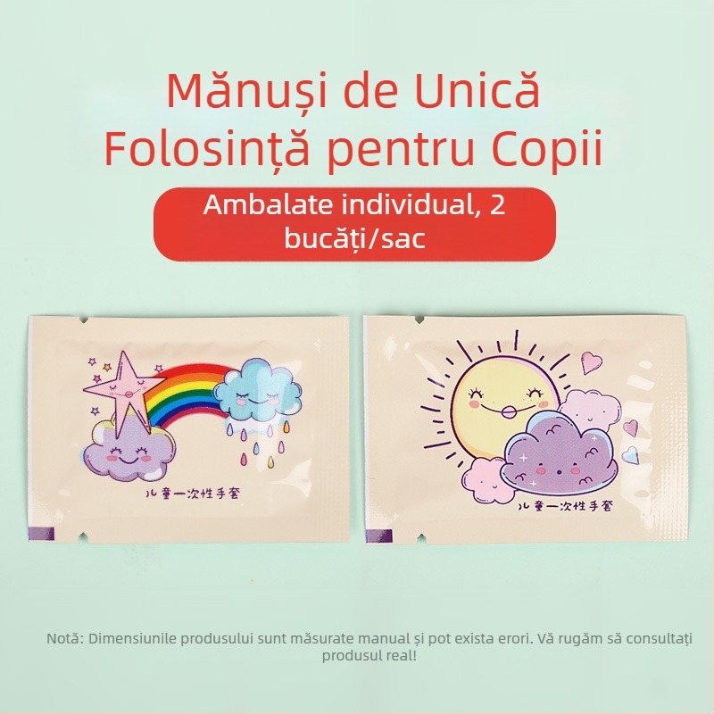 Mănuși de unică folosință pentru copii, clasă alimentară, îngroșate, ambalare individuală, design drăguț cu desene animate, material PE