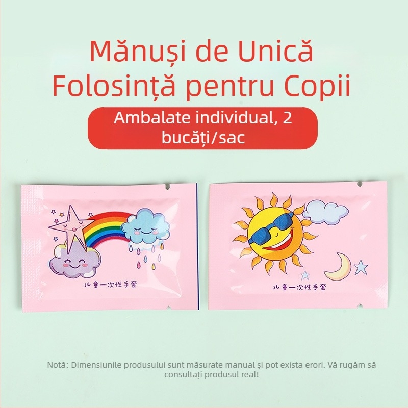 Mănuși de unică folosință pentru copii, clasă alimentară, îngroșate, ambalare individuală, design drăguț cu desene animate, material PE