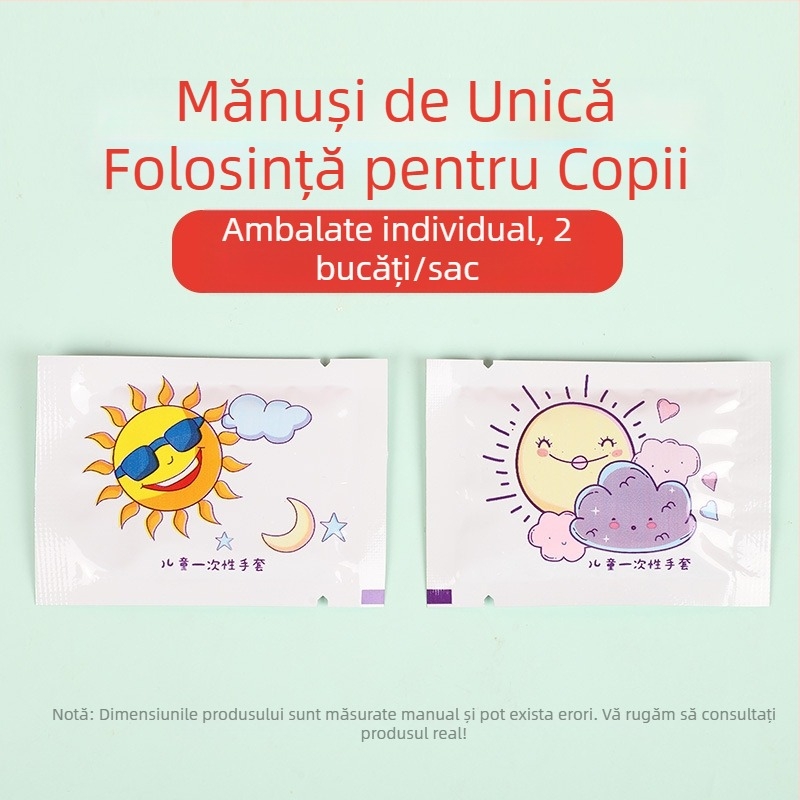 Mănuși de unică folosință pentru copii, clasă alimentară, îngroșate, ambalare individuală, design drăguț cu desene animate, material PE