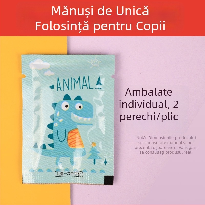 Mănuși de unică folosință pentru copii, clasă alimentară, îngroșate, ambalare individuală, design drăguț cu desene animate, material PE