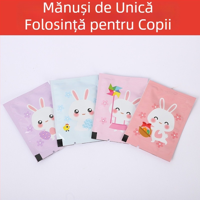 Mănuși de unică folosință pentru copii, clasă alimentară, îngroșate, ambalare individuală, design drăguț cu desene animate, material PE