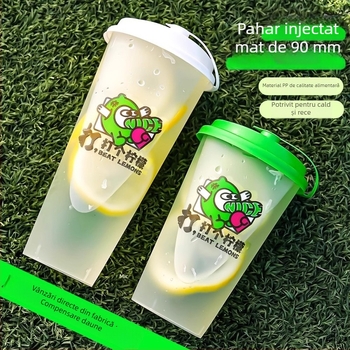 Cească pentru ceai cu lapte, de unică folosință, cu capac, 500–700 ml, finisaj mat, PP turnat prin injecție