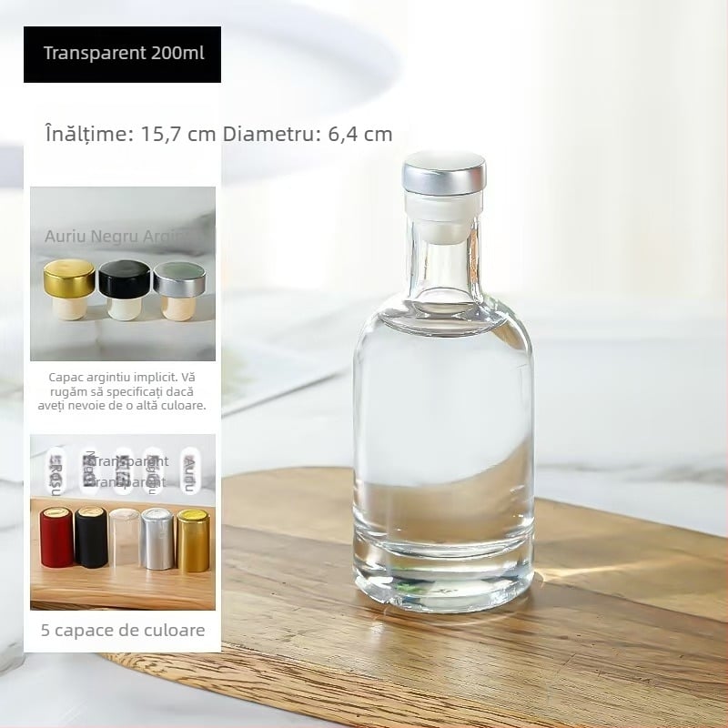 Sticle din sticlă pentru vodcă și băuturi alcoolice, sticle sigilate, transparente, pentru vin de fructe și vin de prune