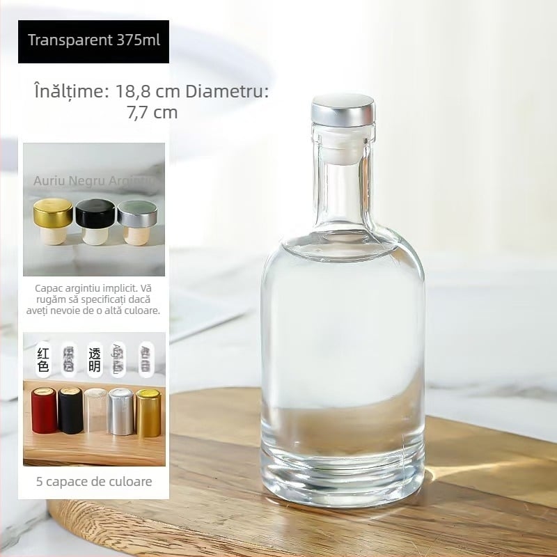 Sticle din sticlă pentru vodcă și băuturi alcoolice, sticle sigilate, transparente, pentru vin de fructe și vin de prune
