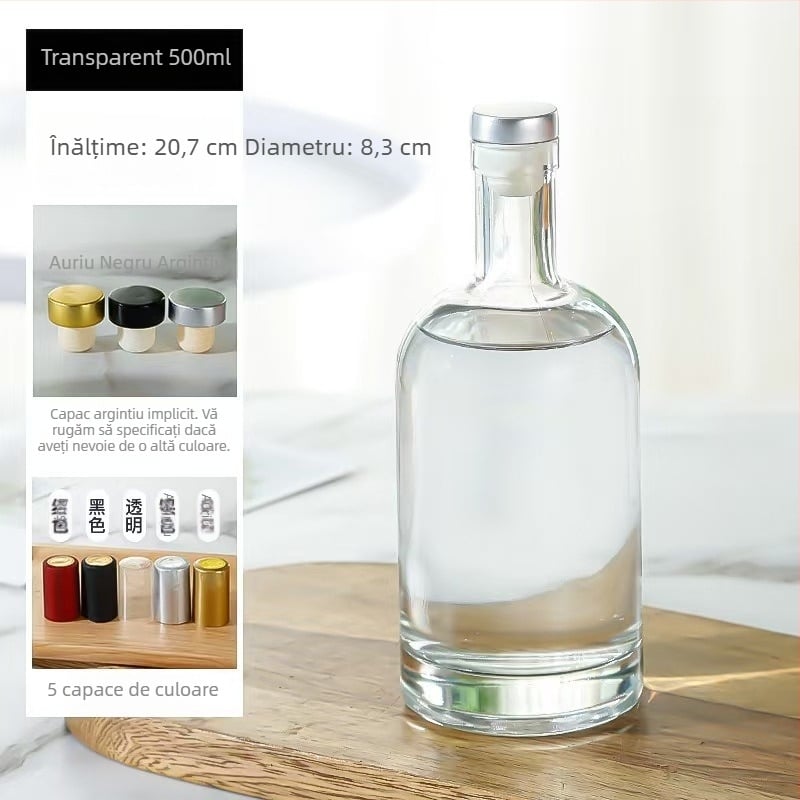 Sticle din sticlă pentru vodcă și băuturi alcoolice, sticle sigilate, transparente, pentru vin de fructe și vin de prune