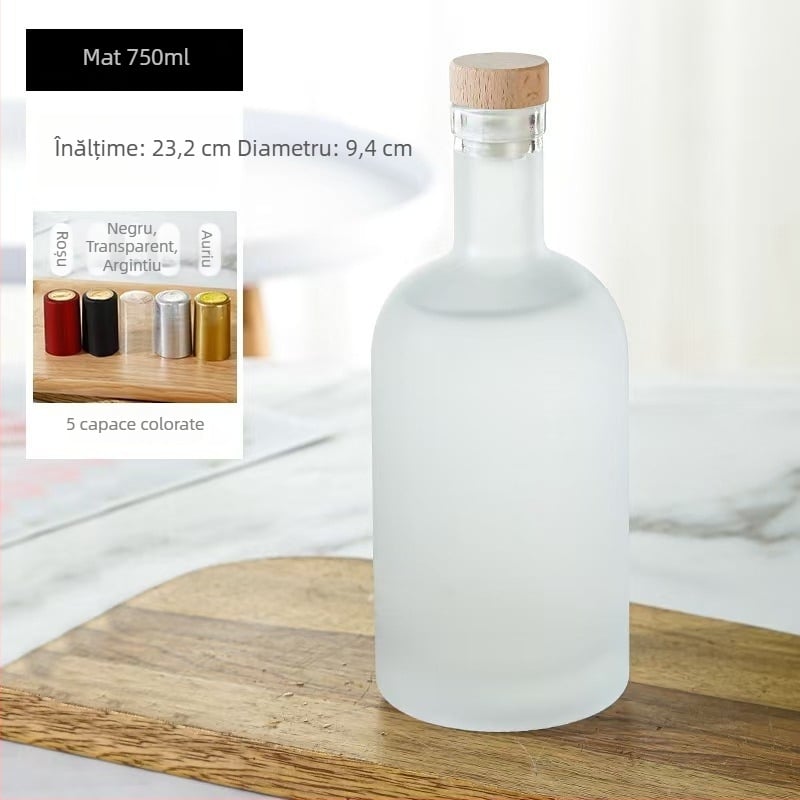 Sticle din sticlă pentru vodcă și băuturi alcoolice, sticle sigilate, transparente, pentru vin de fructe și vin de prune