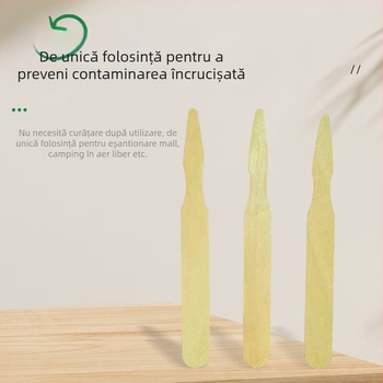 Bețe de frigărui pentru carne cu marcaje de maturitate și furculițe din lemn de unică folosință cu logo color imprimat, 100 bucăți