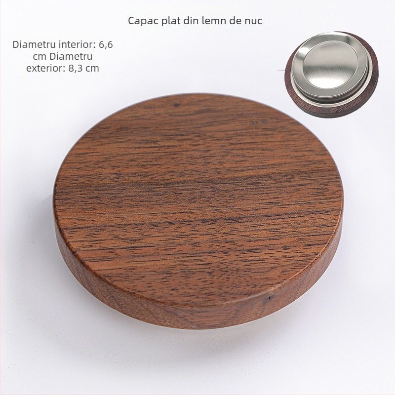 Capac din lemn de nuc cu capac din bambus pentru ceainic din sticlă – accesorii pentru ceai, capac din lemn multifuncțional