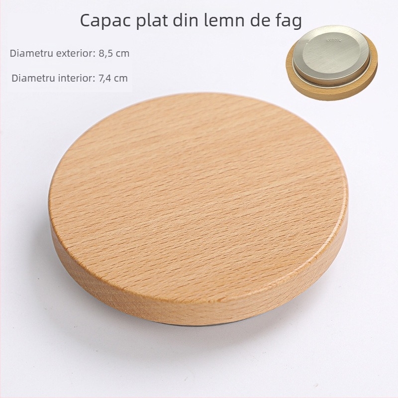 Capac din lemn de nuc cu capac din bambus pentru ceainic din sticlă – accesorii pentru ceai, capac din lemn multifuncțional
