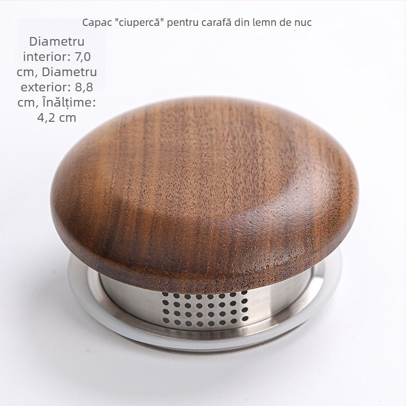 Capac din lemn de nuc cu capac din bambus pentru ceainic din sticlă – accesorii pentru ceai, capac din lemn multifuncțional