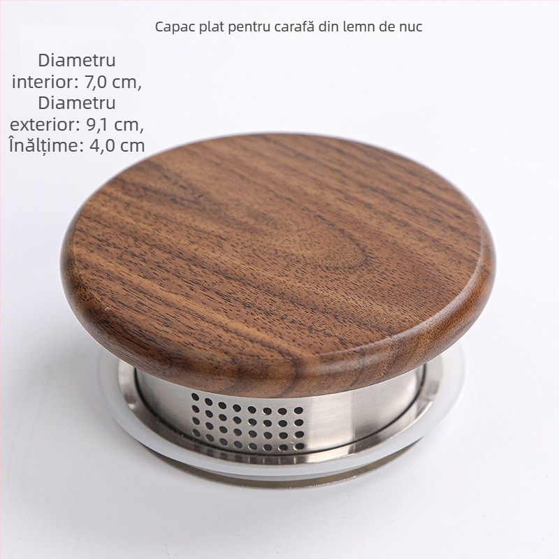 Capac din lemn de nuc cu capac din bambus pentru ceainic din sticlă – accesorii pentru ceai, capac din lemn multifuncțional