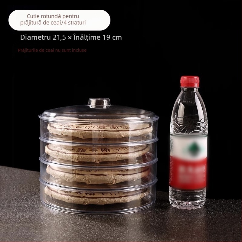 Cutie de afișaj pentru blocuri de ceai Pu'er, din plastic transparent, protecție împotriva prafului, recipient etanș pentru frunze de ceai, organizator cu mai multe niveluri