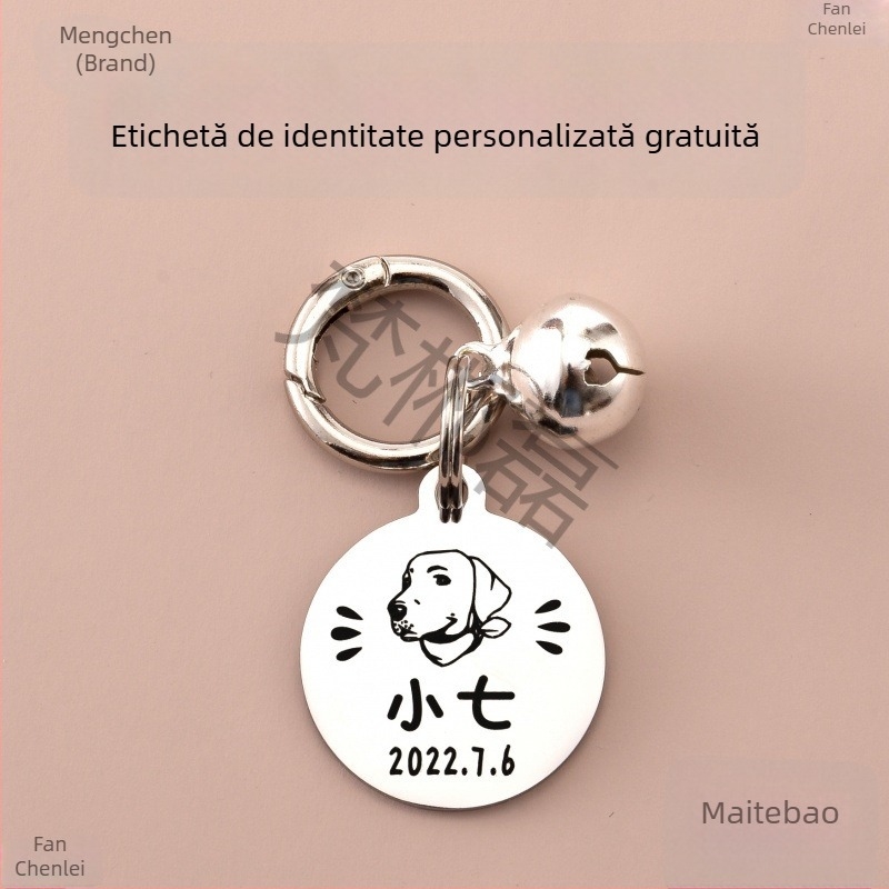 Tag de identificare pentru câine, gravat, cu clopoțel