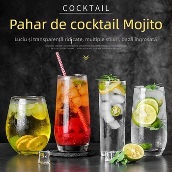 Pahar Collins pentru cocktailuri, pahar Mojito, cristal fără plumb, capacitate 1000 ml sau mai mult, stil Bloom modern minimalist