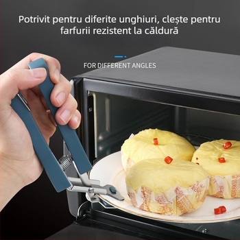Clip din oțel inoxidabil antiderapant, cu mănușă din silicon rezistentă la temperaturi înalte, pentru ridicarea bolurilor, oalelor, tavilor și vaselor de abur