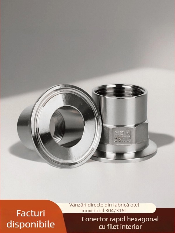 Cuplă rapidă hexagonală cu filet interior, oțel inoxidabil 304/316L, tip clemă